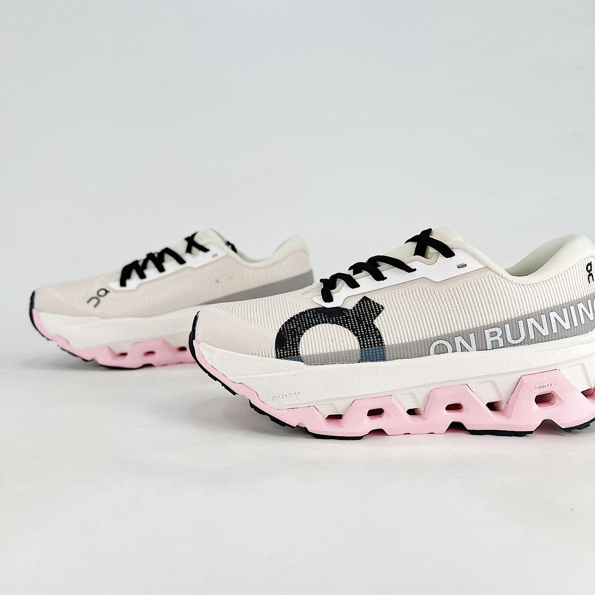 On Cloudmonster 3 – Women's Lightweight Breathable Maximum Cushioning Running Shoes | White, Gray & Pink