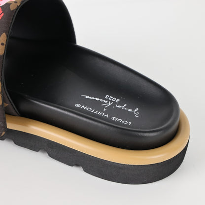 L***V Monogram Graffiti Slide Sandals — Limited Edition Print Single Strap Pool Slippers (4 Colors)