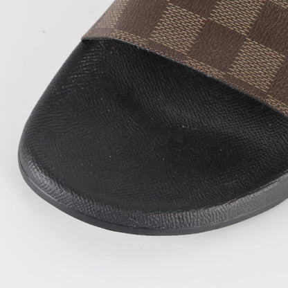 L***V Damier Ebene Waterfront Wide Strap Slide Sandals — Spring Summer Boutique Limited Edition
