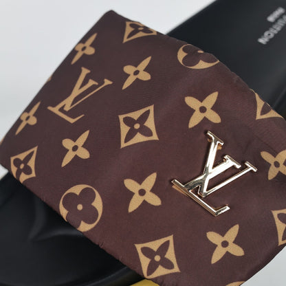 L***V Dark Brown Giant Monogram Canvas Wide Strap Platform Slide Sandals — 2024 Spring Summer Boutique Limited Edition