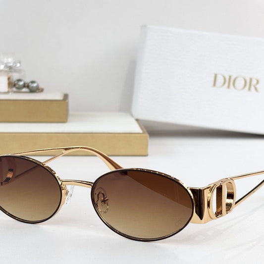 D**R Oval Metal Sunglasses | Gold & Silver Double-Bridge Frame, 3D CD Letter Temple Block, Flat & Gradient Lenses | 6 Colors
