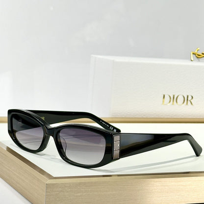 D**R Narrow Rectangular Sunglasses | White Acetate Frame, Dark Lenses & Metal Stripe Logo Badge | 4 Colorways