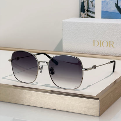 D**R Square Round Optical Glasses with Slim Gold Metal Wire Frame, Clear Blue Light Lenses & CD Logo Hinge Hardware