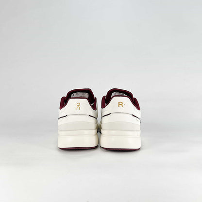 On The Roger Advantage – White & Burgundy Unisex Premium Leather Retro Tennis Lifestyle Sneakers