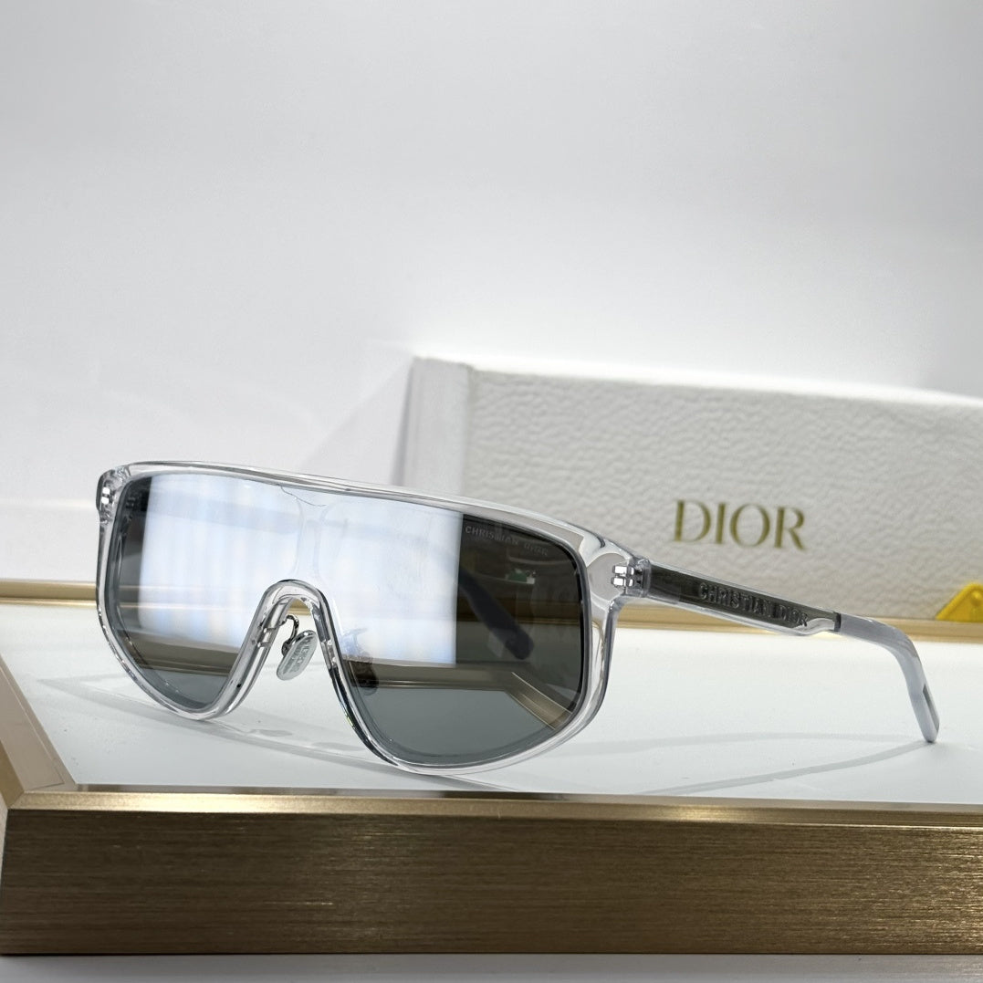 D**R Oversized Shield Visor Sunglasses | One-Piece Lens, Full Acetate Frame, Christian Dior Temple Lettering | 6 Colors incl. Crystal & Black