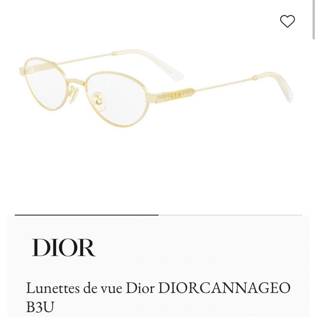 D**R Slim Oval Optical Glasses with Polished Gold Metal Frame, Clear Blue Light Lenses & Cannage Engraved Enamel Temple Detail