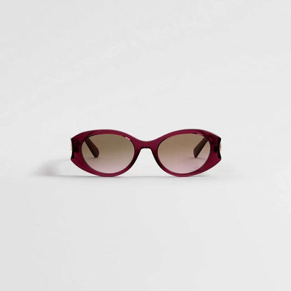 D**R Slim Oval Sunglasses with Burgundy Acetate Frame, Pink Gradient Lenses & Gold CD Logo Hardware