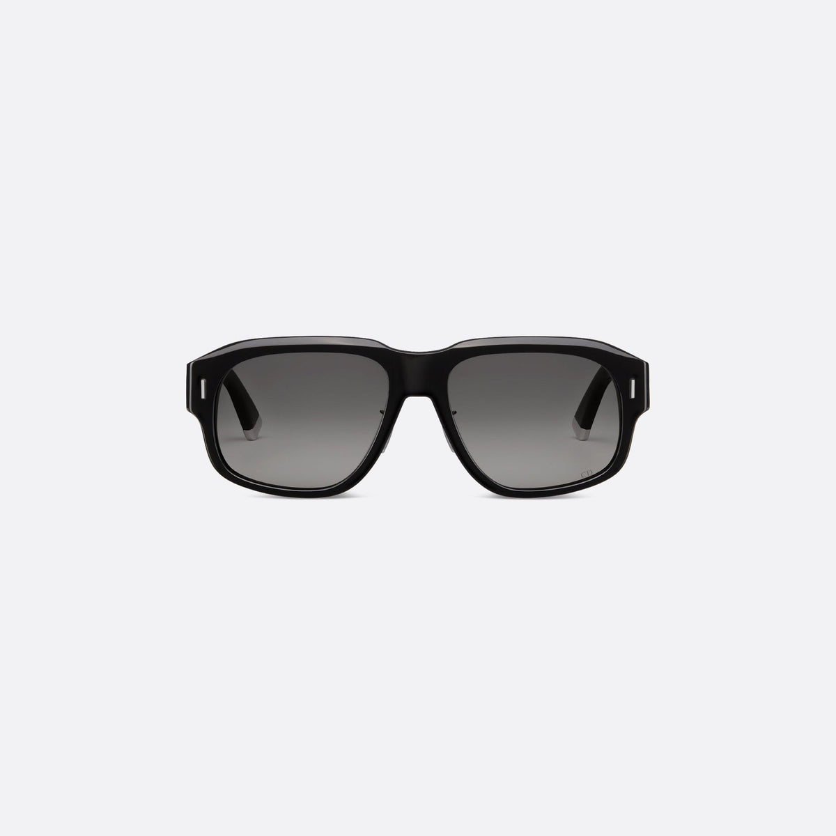 D**R Bold Square Acetate Sunglasses | Oval CD Metal Inlay, Two-Rivet Grooved Temple, White Acetate Tip | Black & Olive Green