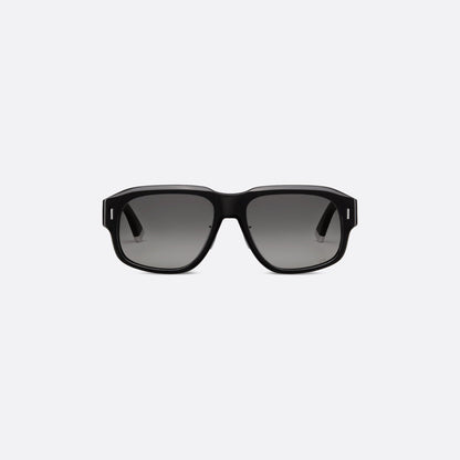 D**R Bold Square Acetate Sunglasses | Oval CD Metal Inlay, Two-Rivet Grooved Temple, White Acetate Tip | Black & Olive Green