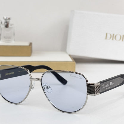 D**R Aviator Sunglasses | Metal Double-Bridge Frame, Christian Dior Couture Ribbed Temple Block, Coloured Acetate Arms | 6 Colors