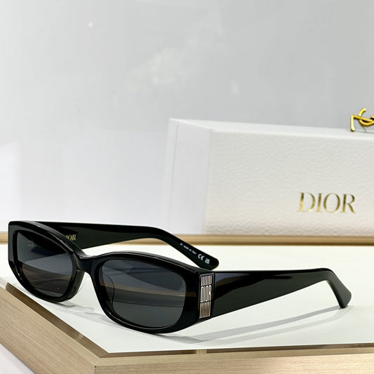 D**R Narrow Rectangular Sunglasses | Black Acetate Frame, Dark Lenses & Metal Stripe Logo Badge | 4 Colorways