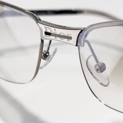 D**R Rimless Sunglasses | Silver Metal Frame, Elongated Rectangle Lens & Clear Gradient Tint | Multiple Colors