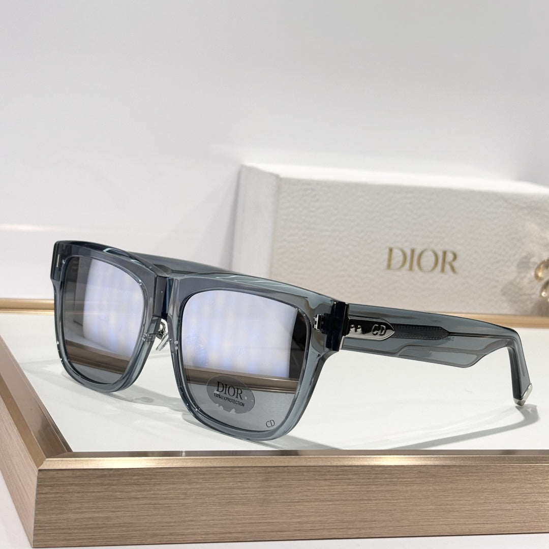 D**R Bold Square Acetate Sunglasses | Thick Frame, CD Metal Inlay, Three-Rivet Temple, Flat & Gradient Lenses | 6 Colors