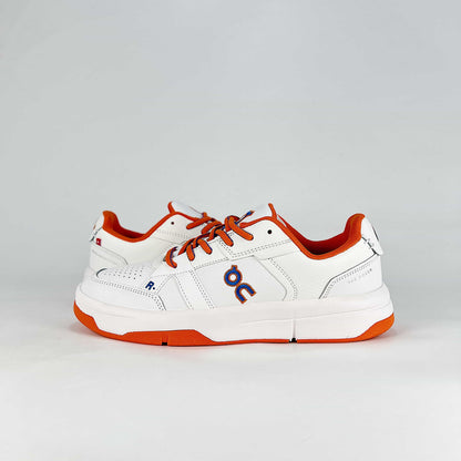 On THE ROGER CH Varsity – White & Flame Orange Unisex Premium Tennis-Inspired Lifestyle Sneakers