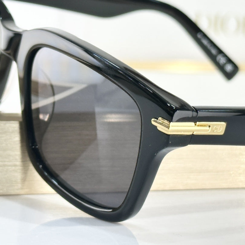 D**R BlackSuit Square Sunglasses | Havana Striped Acetate Frame, Dark Grey Lenses | Multiple Colors