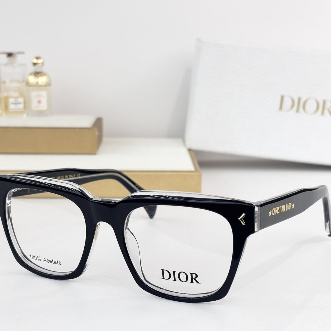 D**R DiorBlackSuit Optical Frames | Oversized Square Acetate Eyeglasses, Christian Dior Star Temple, Arrow Rivet | 5 Colors