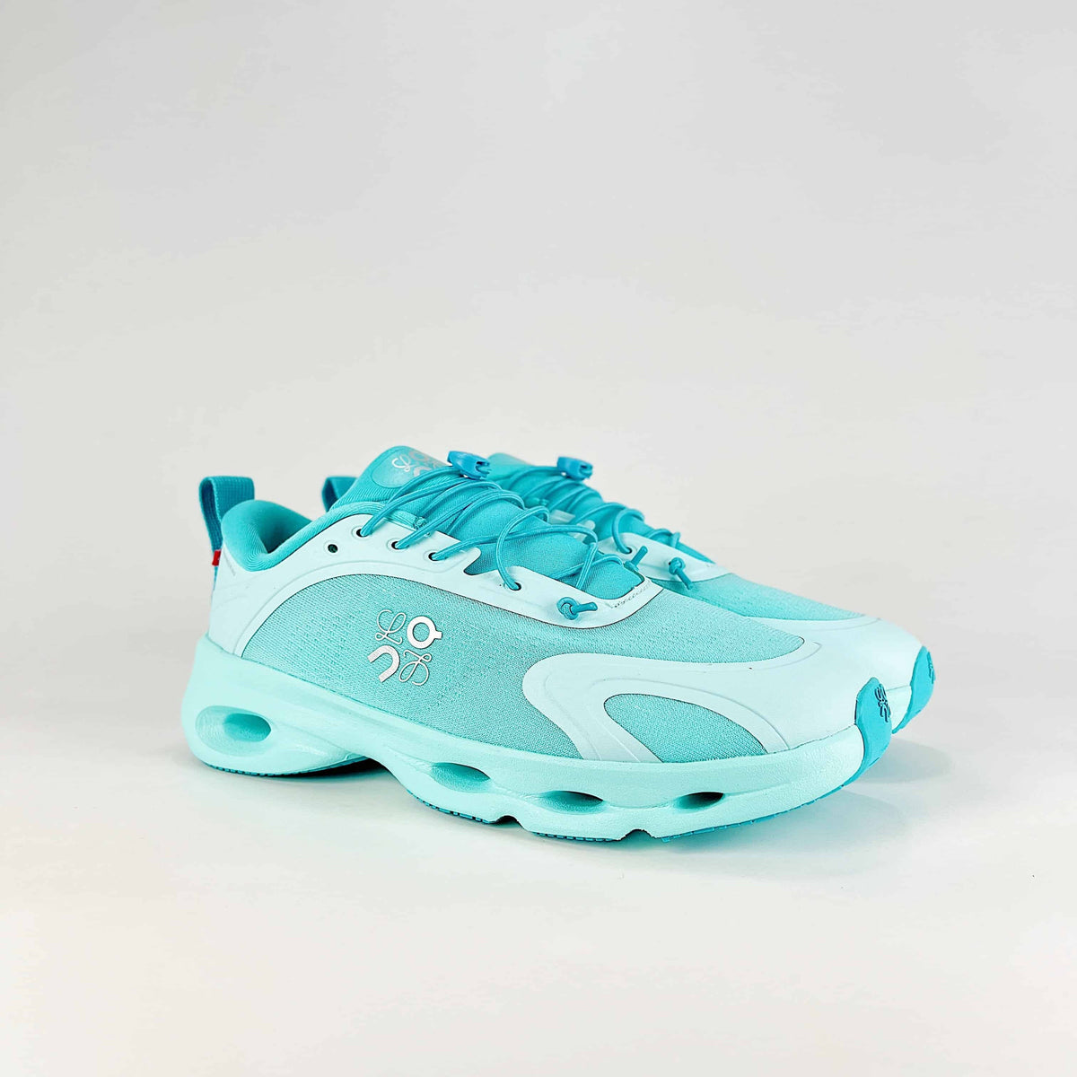 Loewe × On Cloudsolo – Unisex Lightweight Breathable Luxury Collaborative Running Shoes | Aqua Blue & Turquoise