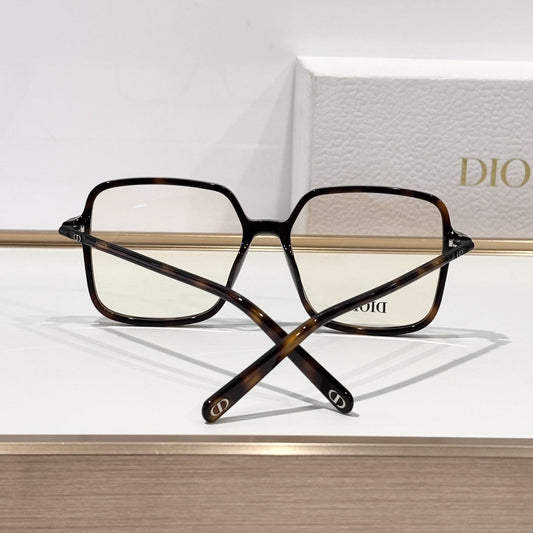 D**R Oversized Square Optical Glasses | Tortoiseshell Acetate Full Frame, Blue-Light Lenses, DIOR Lens Print