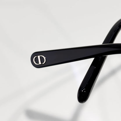 D**R Oversized Square Optical Glasses | Gloss Black Acetate Frame, CD Metal Inlay Temple, Silver CD Round Tip, Blue-Light Lenses
