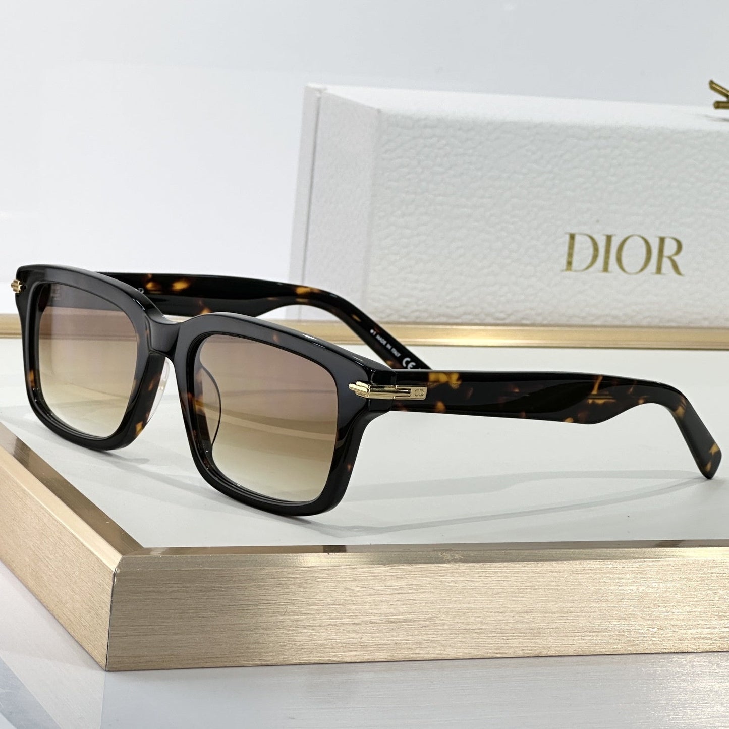 D**R BlackSuit Square Sunglasses | Havana Striped Acetate Frame, Dark Grey Lenses | Multiple Colors