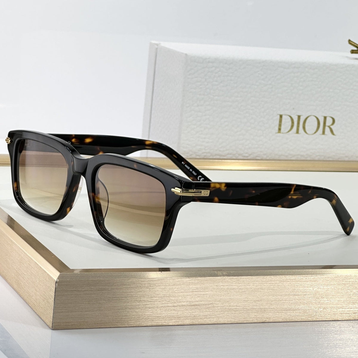 D**R BlackSuit Square Sunglasses | Havana Striped Acetate Frame, Dark Grey Lenses | Multiple Colors