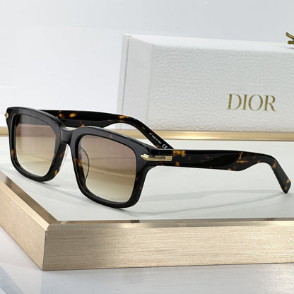 D**R BlackSuit Square Sunglasses | Havana Striped Acetate Frame, Dark Grey Lenses | Multiple Colors