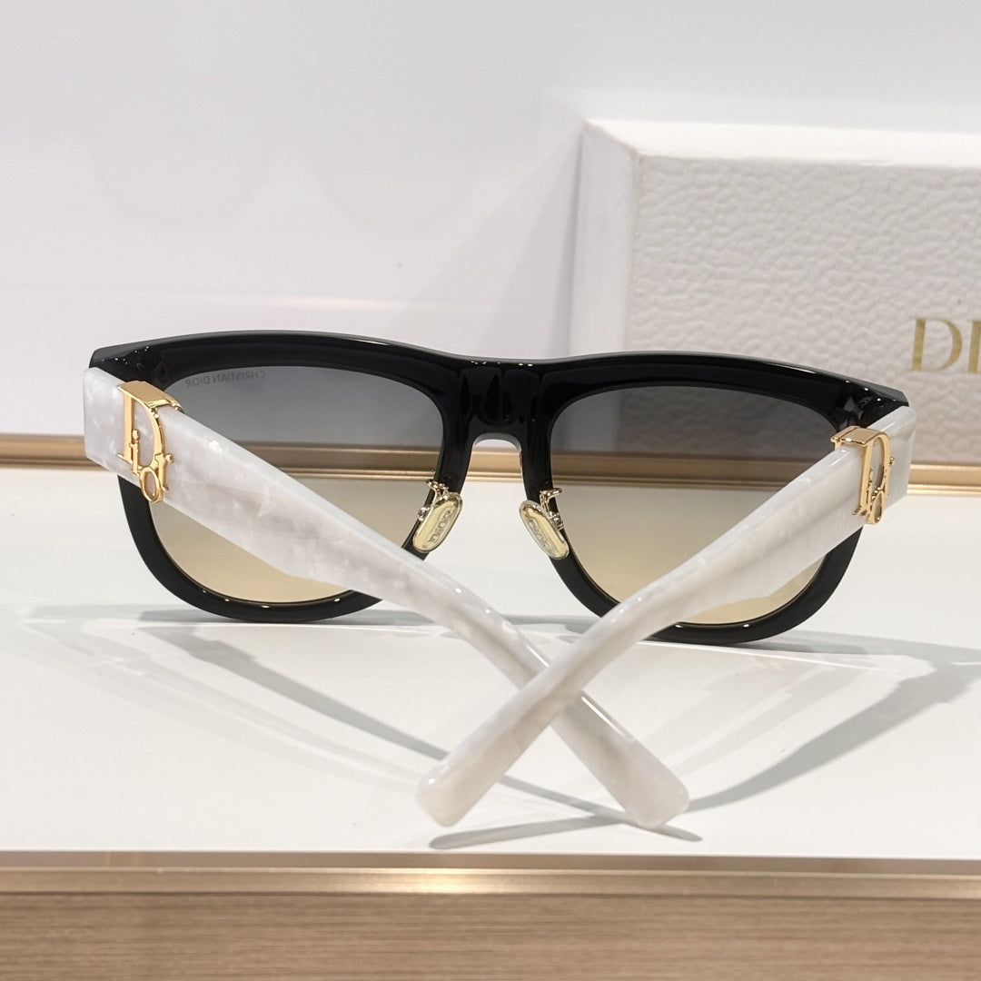 D**R Square Cat-Eye Sunglasses | 6 Colors incl. Black & White Two-Tone, CD Letter Hinge, Gradient & Flat Lenses