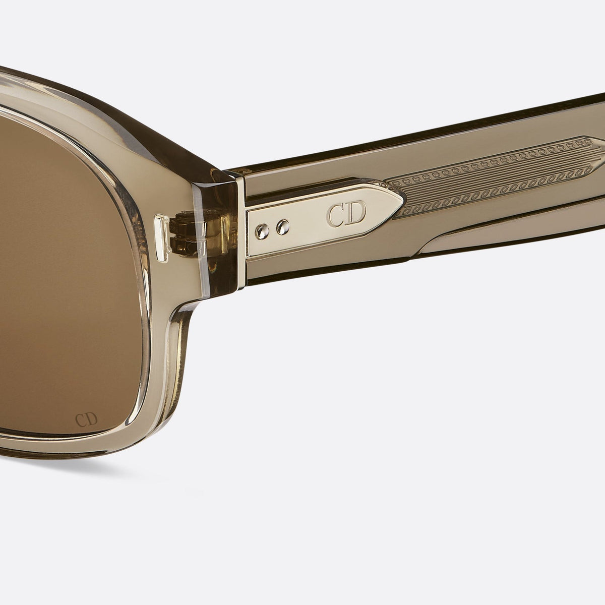 D**R Bold Square Acetate Sunglasses | Oval CD Metal Inlay, Two-Rivet Grooved Temple, White Acetate Tip | Black & Olive Green