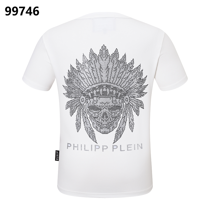 P**P Men's Smart Casual Logo Emblem T-Shirt | Black White