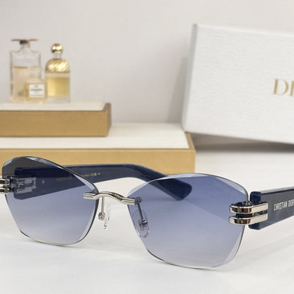 D**R Rimless Butterfly Sunglasses | Gold Wave Metal Nose Bridge, Triple-Bar Temple Connector, Tortoiseshell & Black Acetate | 6 Colors