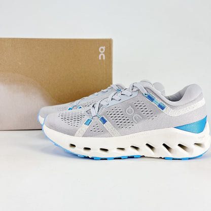 On Cloudsurfer 2 – Unisex Lightweight Breathable Soft Cushioned Road Running Shoes | White & Pearl Gray