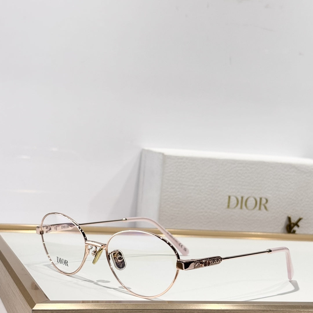 D**R Round Optical Glasses | Gold, Black, Burgundy & Silver Metal Frame, Cannage or CD Temple Block, Blue-Light Lenses | 4 Colors