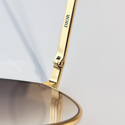 D**R Round Sunglasses | Gold Double-Bridge Metal Frame & Brown Gradient Lenses