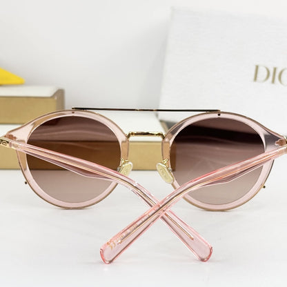 D**R DiorSignature R1U Round Sunglasses | Tortoise Acetate Frame, Brown Lenses, Gold Double Bridge | Multiple Colors