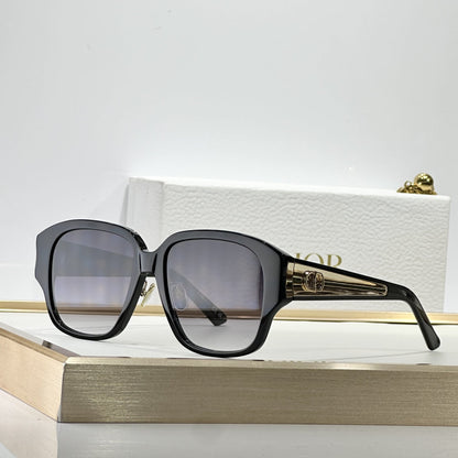 D**R Oversized Square Sunglasses | Glossy Black Frame, Dark Grey Lenses & Gold CD Logo Inlay Temple | 6 Colorways