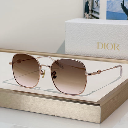 D**R Square Round Optical Glasses with Slim Gold Metal Wire Frame, Clear Blue Light Lenses & CD Logo Hinge Hardware