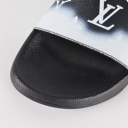 L***V Black White Gradient Oversized Monogram Waterfront Wide Strap Slide Sandals — Spring Summer Boutique Limited Edition