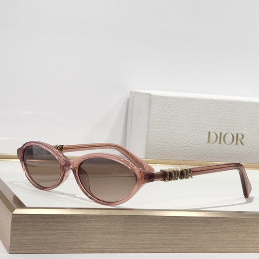D**R DiorMidnight B1I Cat Eye Sunglasses | Transparent Rose Pink Acetate Frame, Brown Gradient Lenses, Crystal DIOR Letter Temple | Multiple Colors