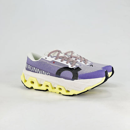 On Cloudmonster 3 – Women's Lightweight Breathable Maximum Cushioning Running Shoes | Lavender & Neon Yellow