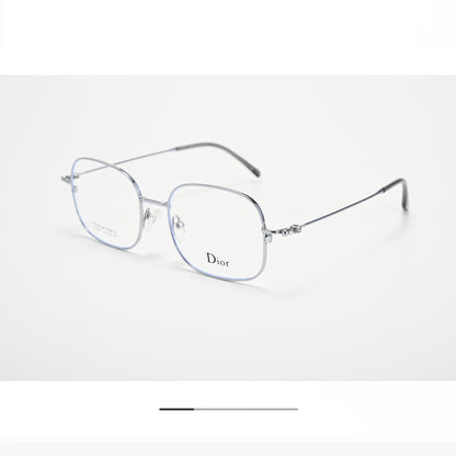 D**R Square Optical Eyeglasses Frame | Slim Metal Frame, Clear Lenses & Floral Silver Hinge | 4 Colorways