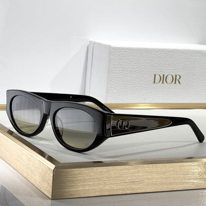 D**R MissDior S1U Narrow Cat Eye Sunglasses | Black Acetate Frame, Grey Gradient Lenses, Gold CD Logo Temple | Multiple Colors