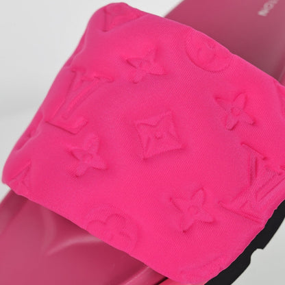 L***V Hot Pink Tonal Monogram Puffy Quilted Wide Strap Platform Slide Sandals — Spring Summer Boutique Limited Edition
