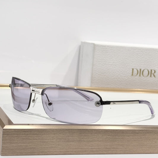 D**R Rimless Rectangle Sunglasses | Metal Frame, Engraved Dior Bridge, Star Rivet Temple, Tinted Lenses | 6 Colors
