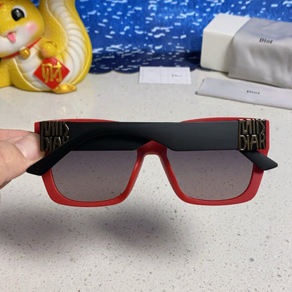 D**R Oversized Square Sunglasses | Red & Black Two-Tone Frame, Grey Gradient Lenses & 3D Logo Temple | 4 Colorways
