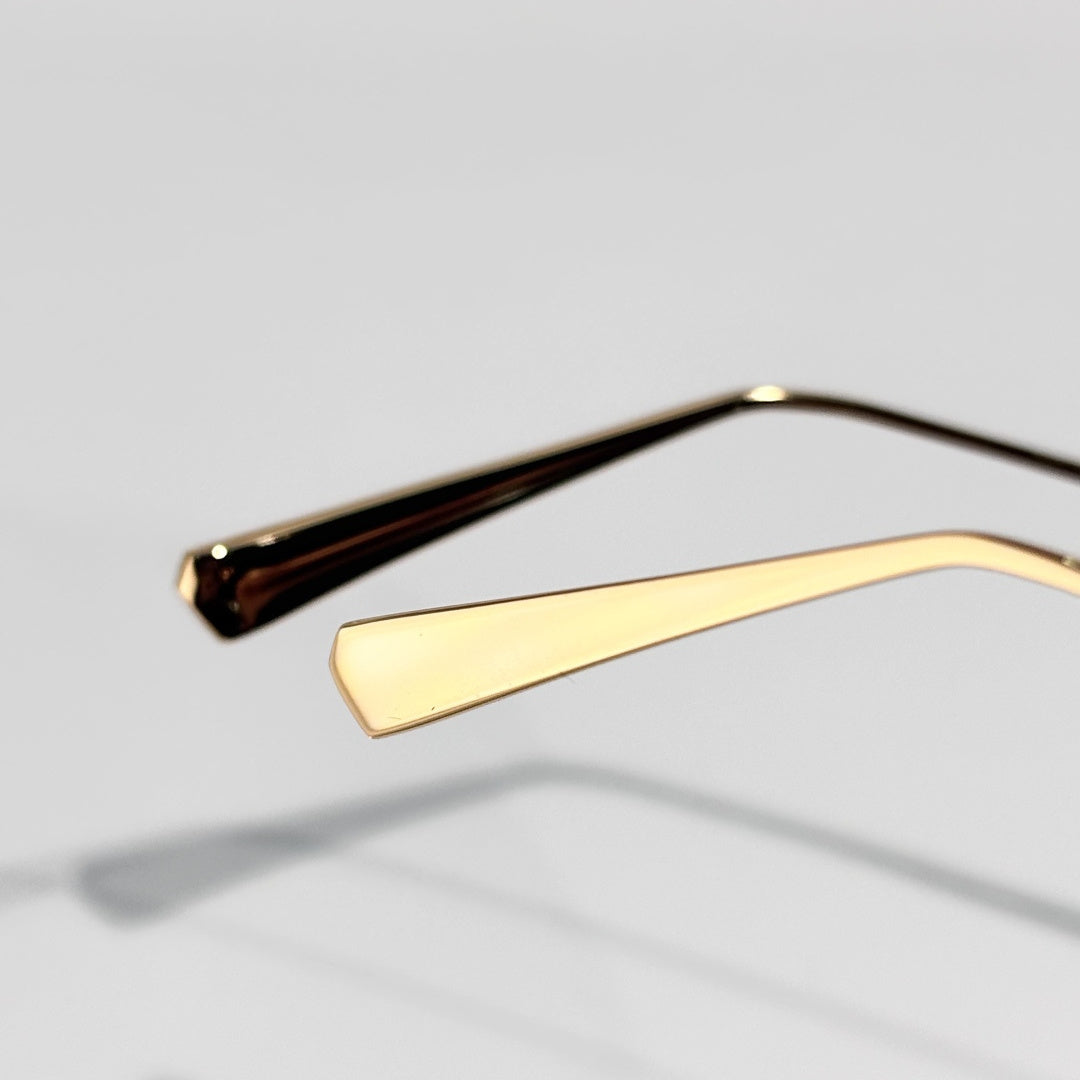 D**R Butterfly Square Sunglasses | Gold Metal Frame, Pearl Hinge Detail, Gradient Rose-Brown Lenses | Multiple Colors