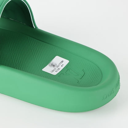 L***V Rubber Pool Slide Sandals — SS23 Limited Edition 3D Logo Charm Slip-On Beach Slippers (Emerald Green)