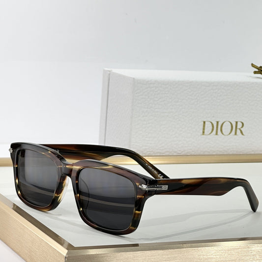 D**R BlackSuit Square Sunglasses | Havana Striped Acetate Frame & Dark Grey Lenses