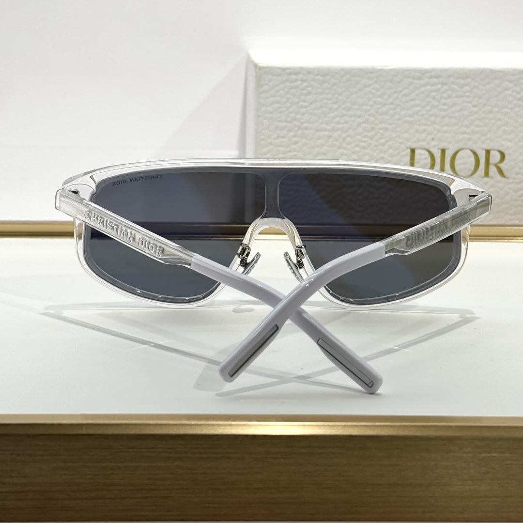 D**R Oversized Shield Visor Sunglasses | One-Piece Lens, Full Acetate Frame, Christian Dior Temple Lettering | 6 Colors incl. Crystal & Black