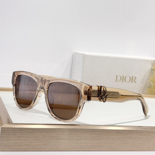 D**R DiorBlackSuit S6U Sunglasses | Transparent Champagne Acetate Square Frame, Brown Lenses, Signature Metal Hinge | Multiple Colors