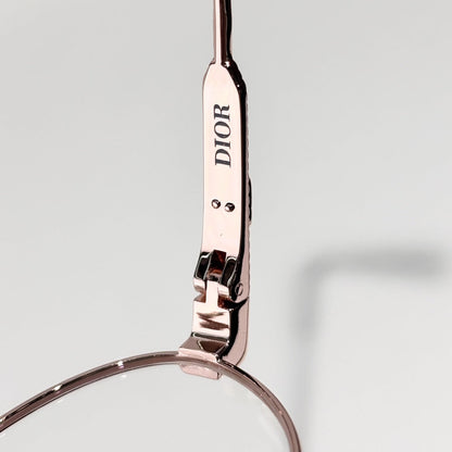 D**R Slim Oval Optical Glasses with Blush Pink Rose Gold Metal Frame, Clear Blue Light Lenses & CD Oblique Monogram Engraved Temple